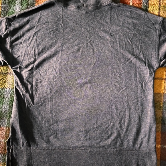 Cleo Blue Mock Neck Sweatshirt with Buttoned Cuffs — Size XS - Picture 5 of 6